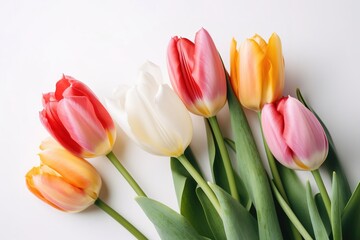 Tulips on white background. generative ai