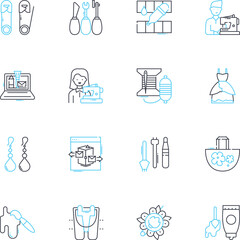 Fototapeta premium Film theater linear icons set. Cinema, Screen, Movie, Reel, Projection, Ticket, Seat line vector and concept signs. Popcorn,Trailer,Premiere outline illustrations