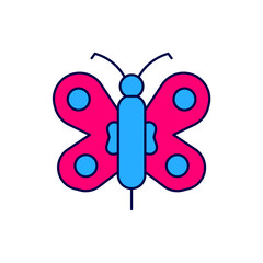 Obraz premium Filled outline Butterfly icon isolated on white background. Vector