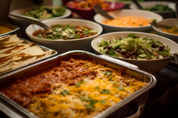 Fototapeta na wymiar Enchiladas (Mexico) buffet lunch. AI Generated.