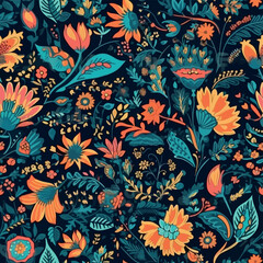 Vector floral seamless pattern illustration - 594956503
