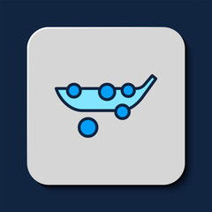 Filled outline Peas icon isolated on blue background. Vector