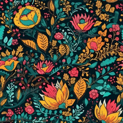 Vector floral seamless pattern illustration - 594956592