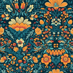 Vector floral seamless pattern illustration - 594956752