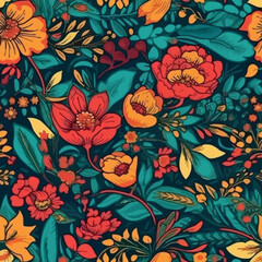 Vector floral seamless pattern illustration - 594957191