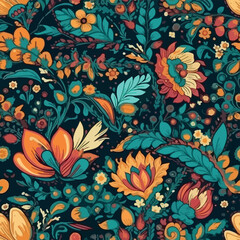 Vector floral seamless pattern illustration - 594957300