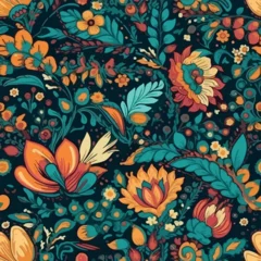 Zelfklevend Fotobehang Vector floral seamless pattern illustration © elenaed
