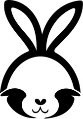 Cute Easter bunny logo design in black and white, vector illustration of a rabbit 