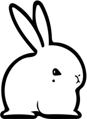 Cute Easter bunny logo design in black and white, vector illustration of a rabbit 