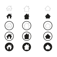Simple Set of Home Icon. Home Icon without door. Home Icon with door. Home Icon with circle.