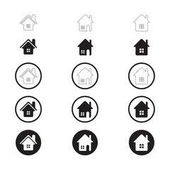 Simple Set of Home Icon. Home Icon without door. Home Icon with door. Home Icon with circle.