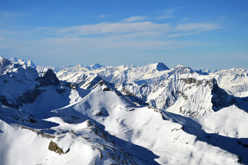 Mountain Schilthorn Eiger Monch Jungfrau, Switzerland. Alps
