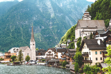 village in the mountains Hallstatt Austria
