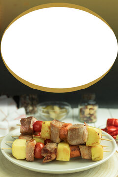 A dish of meat with potatoes and vegetables