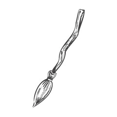 Obraz premium Hand drawn sketch of magic broom. Element of witchcraft. Symbol of magic. A vehicle for the witch. Tattoo broomstick or print for Halloween or all saints ' day. Vector illustration.