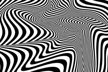 Optical Psychedelic Spiral with Twist Striped. Background Abstract Line Black and White Color. Swirl Hypnotic Pattern. Vector illustration.