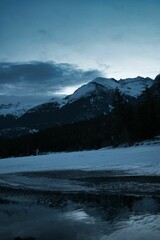 Majestic landscape featuring snow-capped mountains