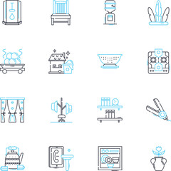 Family linear icons set. Bond, Unity, Love, Closeness, Support, Togetherness, Connection line vector and concept signs. Home,Harmony,Loyalty outline illustrations