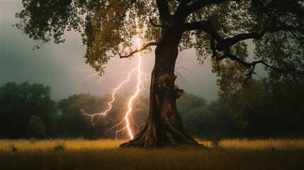 Lightning strikes a tree, generativ AI