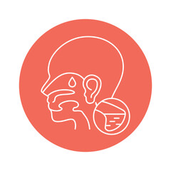 Sinusitis color line icon. Human diseases.
