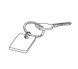 Linear keychain with empty space for your design. Round Keychain with Ring and Chain. Design Template, Mockup.