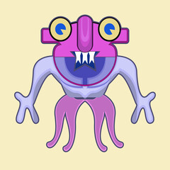 cartoon monster. Alien, character design, collection of cute character monsters. Vector design