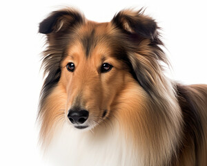 photo of collie, working dog breed  isolated on white background. Generative AI