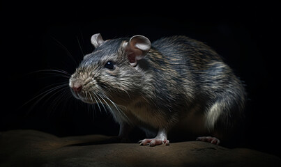 photo of cloud rat, also called cloudrunner on black background. Generative AI