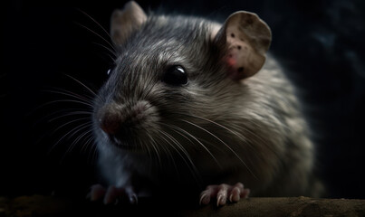 close up photo of cloud rat, also called cloudrunner on black background. Generative AI