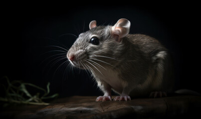 Naklejka na ściany i meble night photo of cloud rat, also called cloudrunner in its natural habitat. Generative AI