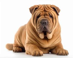 Obraz premium photo of Chinese Shar-Pei isolated on white background. Generative AI