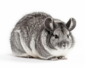 photo of chinchilla isolated on white background. Generative AI