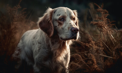 photo of Clumber spaniel in its natural habitat. Generative AI