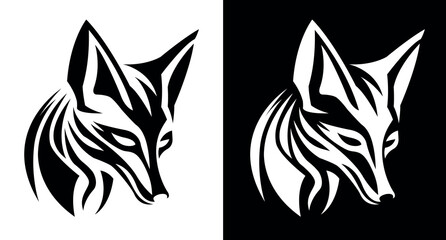 Fox face front view logotype line art eps vector art image illustration. Fox head business company logo design and brand identity graphic.