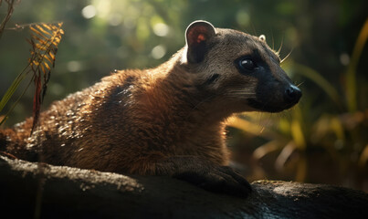Obraz premium sunset photo of coati (genus Nasua) in its natural habitat. Generative AI