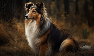 photo of collie, working dog breed  in its natural habitat. Generative AI
