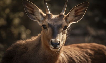 Fototapeta premium close up photo of chiru (Panthalops hodgsoni), also called Tibetan antelope in its natural habitat. Generative AI