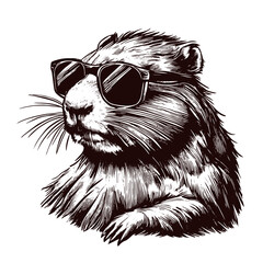 cool beaver wearing sunglasses sketch, funny beaver sketch  © Satoru Sketches