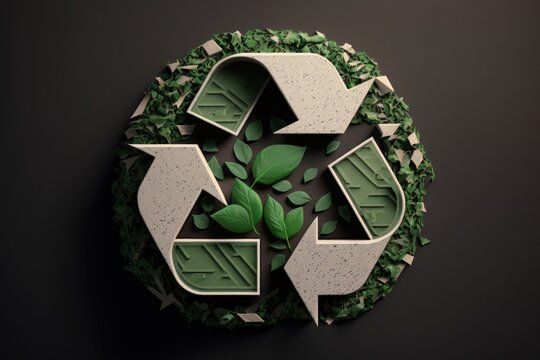 Recycle symbol with eco friendly earth background. Generative AI