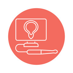 Ultrasound urinary system color line icon. Pictogram for web page