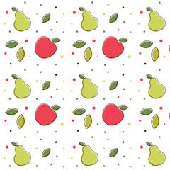 Seamless pattern with pears and apples. Pattern with fruit, summer pattern