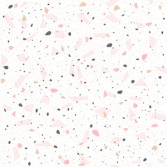 Terrazzo trendy pastel color vector seamless pattern. Grain mosaic, marble, stones, rocks background for furniture, paper