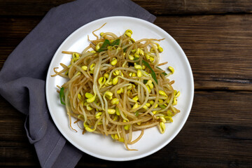 A plate of fried bean sprouts