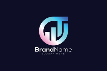 Colorful letter T trading abstract logo design template