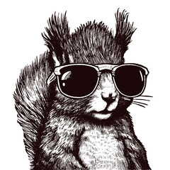 funny squirrel wearing sunglasses, cool squirrel sketch  © Satoru Sketches