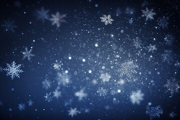 falling snowflakes on a dark blue background. Generative AI