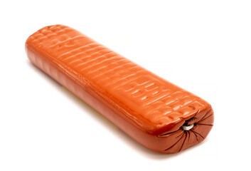 One ham sausage package isolated on white background
