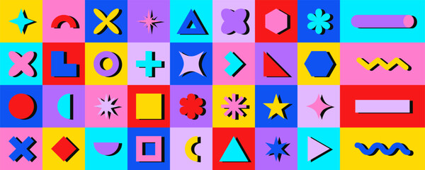 Set of trendy abstract geometric shapes. Geometric shape elements for background, poster, cover, banner.
