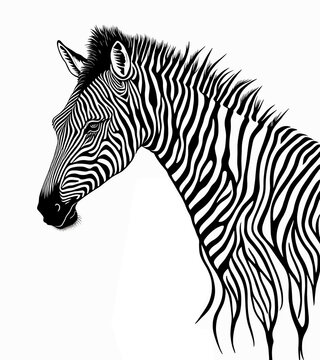 coloring book, striped zebra on white backgroundcoloring book, striped zebra on white background