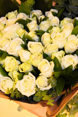 White rose bouquet carefully prepared for engagement, wedding or special day